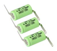 vhbw 3x Batteries remplacement pour 2/3AA pour modéle RC (650mAh, 1,2V, NiMH, vert, avec cosse à souder (Z))