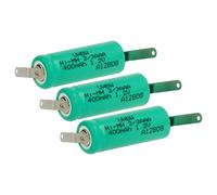 vhbw 3x Batteries remplacement pour 2/3AAA pour modéle RC (400mAh, 1,2V, NiMH, vert, avec cosse à souder (Z))