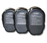 vhbw 3x Batteries remplacement pour Dewalt DC9091, DE9038, DE9091, DE9092, DE9094, DE9502, DW9094 pour outil électrique (3000 mAh, NiMH, 14,4 V)