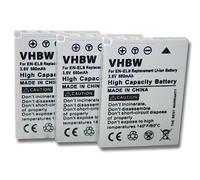 vhbw 3X Batteries Remplacement pour Nikon en-EL8 pour Appareil Photo, Reflex numérique (600mAh, 3,6V, Li-ION)