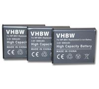 vhbw 3x Batteries remplacement pour Sony NP-BK1, NP-FK1 pour appareil photo, reflex numérique (600mAh, 3,6V, Li-ion)
