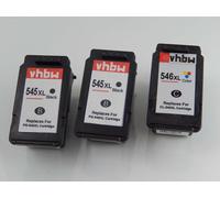 vhbw 3x cartouches rechargée pour Canon Pixma TS304, TS305, TS3150, TS3151, TS3152, TS3350, TS3351 imprimante - Set noir, CMY
