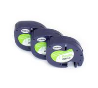 vhbw 3x cassette à bande cartouche 12mm pour imprimante d?étiquette Dymo LetraTag Plus 2000, LT-100H, LT-100T, XM remplace 91200, S0721520.