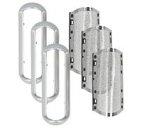 vhbw 3x Grille compatible avec Braun PocketGo 370, 570 5608, 575, 555, 550 rasoir électrique + cadre, argenté