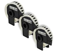 vhbw 3x Rouleau d'étiquettes + support 29mm x 30,48m (1 étiquette) remplacement pour Brother DK-22210 pour étiqueteuse blanc