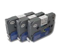 vhbw 3x Rubans compatible avec Brother GL H105, 100, 200, H100 imprimante d'étiquettes 12mm Noir sur Blanc