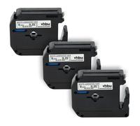 vhbw 3x Rubans compatible avec Brother P-Touch 80SCCP, BB4, M95, 90, 70SR, H100, 80, H110, 85 imprimante d'étiquettes 9mm Noir sur Blanc