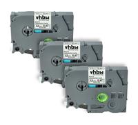 vhbw 3x Rubans compatible avec Brother PT D600, D600VP, E110, D450VP, E100B, E105, E100, E100VP imprimante d'étiquettes 12mm Noir sur Blanc