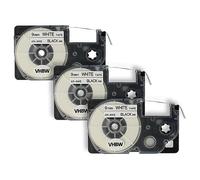 vhbw 3x Rubans compatible avec Casio KL-2000, KL-300, KL-70E, KL-200E, KL-60, KL-7000 imprimante d'étiquettes 8m x 9mm Noir sur Blanc
