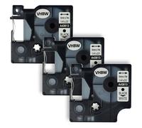 vhbw 3x Rubans compatible avec Dymo 5000, 2000, 1000 Plus, 5500 imprimante d'étiquettes 7m x 6mm Noir sur Blanc