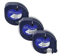vhbw 3x Rubans compatible avec Dymo LetraTag Plus LT-100T, XM, 2000, LT-100H imprimante d'étiquettes 4m x 12mm Noir sur Blanc
