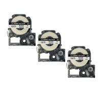 vhbw 3x Rubans compatible avec KingJim SR-PBW1, SR-RK1, SR6700D, SR750, SR950 imprimante d'étiquettes 8m x 12mm Noir sur Blanc