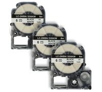 vhbw 3x Rubans compatible avec KingJim SR-PBW1, SR-RK1, SR750, SR950 imprimante d'étiquettes 8m x 6mm Noir sur Blanc