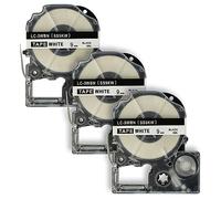 vhbw 3x Rubans compatible avec KingJim SR530, SR550, SR3900C, SR530C, SR3900P, SR6700D, SR40 imprimante d'étiquettes 8m x 9mm Noir sur Blanc