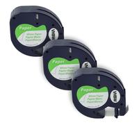 vhbw 3x Rubans papier remplacement pour Dymo 91200, S0721520 pour imprimante d'étiquettes 4m x 12mm Noir sur Blanc