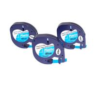 vhbw 3x Rubans plastique compatible avec Dymo LetraTag LT-100H, 2000, LT-100T, Plus LT-100H imprimante d'étiquettes 4m x 12mm Noir sur Bleu
