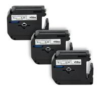 vhbw 3x Rubans remplacement pour Brother M-K221 | pour imprimante d'étiquettes 8m x 9mm Noir sur Blanc