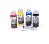 vhbw 4X Encre de Recharge Compatible avec Epson Workforce Pro WP-4015DN | imprimante - Kit de recharge cyan, magenta, jaune, noir, pigmentée, 100ml