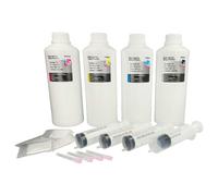 vhbw 4x Encre de recharge compatible avec HP imprimante - Kit de recharge dye cyan, dye magenta, dye noir, dye jaune, 1000ml