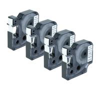 vhbw 4x Rubans compatible avec Tyco T107M imprimante d'étiquettes 5,5m x 12mm Noir sur Blanc, polyester