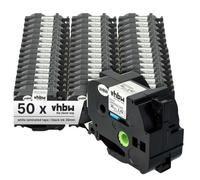 vhbw 50x Rubans compatible avec Brother P-Touch 550A, 9200, 9500, 9200DX, 550, 9200PC, 3600 imprimante d'étiquettes 8m x 36mm Noir sur Blanc