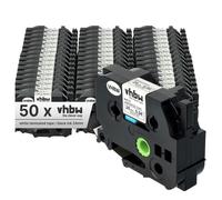 vhbw 50x Rubans compatible avec Brother P-Touch H 500, H 500 Li, P 700, RL 700 S imprimante d'étiquettes 24mm Noir sur Blanc