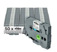 vhbw 50x Rubans compatible avec Brother PT D450, D210BK, D400, D400VP, D210VP, D215e imprimante d'étiquettes 8m x 12mm Noir sur Blanc