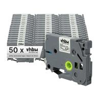 vhbw 50x Rubans compatible avec Brother PT D600, D600VP, D450, D450VP, H100LB, E100, E100VP imprimante d'étiquettes 8m x 6mm Noir sur Blanc