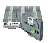 vhbw 50x Rubans compatible avec Brother PT ST-5, RL-700S, P700 imprimante d'étiquettes 8m x 12mm Noir sur Blanc