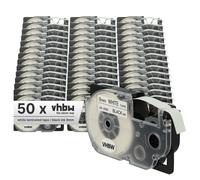 vhbw 50x Rubans compatible avec Casio KL-G2, KL-750E, KL-780, KL-820, KL-8100, KL-8200, KL-C500 imprimante d'étiquettes 9mm Noir sur Blanc