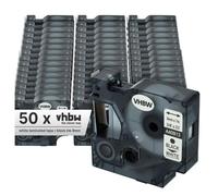 vhbw 50x Rubans compatible avec Dymo LabelManager 300, 350, 350D, 360D, 400, 420P, 450, 450D, 500 imprimante d'étiquettes 9mm Noir sur Blanc