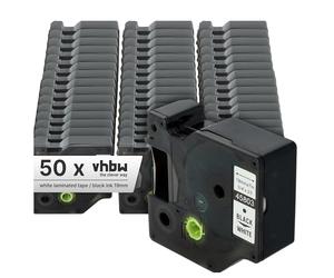 vhbw 50x Rubans compatible avec Dymo LM640, 5000, 2000, 5500 imprimante d'étiquettes 7m x 19mm Noir sur Blanc, plastique
