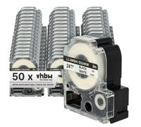 vhbw 50x Rubans compatible avec Epson LabelWorks LW-1000P, LW-600P, LW-500, LW-300, LW-400 imprimante d'étiquettes 24mm Noir sur Blanc