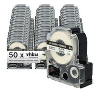 vhbw 50x Rubans compatible avec Epson LabelWorks LW-1000P, LW-600P, LW-500, LW-400, LW-400 imprimante d'étiquettes 18mm Noir sur Blanc