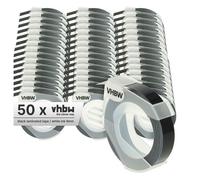 vhbw 50x Rubans de marquage 3D compatible avec Dymo 1855, 1880, 747861, 18577, 20008CP imprimante d'étiquettes 3m x 9mm Blanc sur Noir