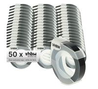 vhbw 50x Rubans de marquage 3D compatible avec Dymo Label Buddy 20008, Mini, Maxi 1755 imprimante d'étiquettes 3m x 9mm Blanc sur Noir