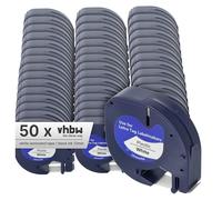 vhbw 50x Rubans plastique compatible avec Dymo LetraTag Plus LT-100T, XM, 2000, LT-100H imprimante d'étiquettes 4m x 12mm Noir sur Blanc