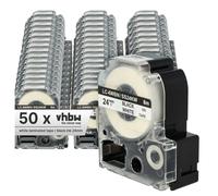 vhbw 50x Rubans remplacement pour Epson LC-6WBN pour imprimante d'étiquettes 24mm Noir sur Blanc