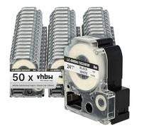 vhbw 50x Rubans remplacement pour Epson LC-6WBN pour imprimante d'étiquettes 24mm Noir sur Blanc