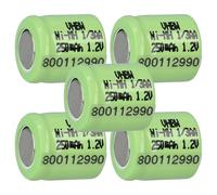 vhbw 5x Batteries remplacement pour 1/3AA pour modéle RC (250mAh, 1,2V, NiMH, vert)