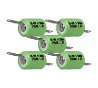 vhbw 5x Batteries remplacement pour 1/3AAA pour modéle RC (170mAh, 1,2V, NiMH, vert, avec cosse à souder (Z))