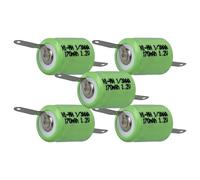 vhbw 5X Batteries Remplacement pour 1/3AAA pour modéle RC (170mAh, 1,2V, NiMH, Vert, avec cosse à souder (Z))