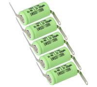 vhbw 5x Batteries remplacement pour 2/3AA pour modéle RC (650mAh, 1,2V, NiMH, vert, avec cosse à souder (Z))