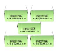 vhbw 5X Batteries Remplacement pour 2/3AA pour modéle RC (750mAh, 1,2V, NiMH, Vert, avec cosse à souder (U))