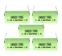 vhbw 5x Batteries remplacement pour 2/3AA pour modéle RC (750mAh, 1,2V, NiMH, vert, avec cosse à souder (U))