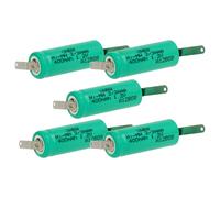 vhbw 5x Batteries remplacement pour 2/3AAA pour modéle RC (400mAh, 1,2V, NiMH, vert, avec cosse à souder (Z))