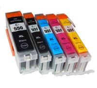 vhbw 5X Cartouches Compatible avec Canon Pixma MG5450, MG5500, IP7250, MG5600, MG5550, IX6850, IP8750, MG5650 imprimante avec Puce
