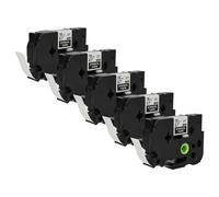 vhbw 5x Cassette ruban pochoir 18 mm compatible avec Brother PT 2100, 1950VP, 2030, 2030AD, 2030VP étiqueteuse - blanc sur transparent