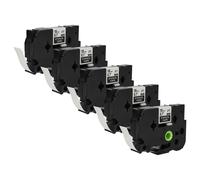 vhbw 5x Cassette ruban pochoir 18 mm remplacement pour Brother ST-141, STE-141 pour étiqueteuse - blanc sur transparent
