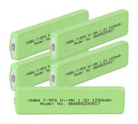 vhbw 5x Cellules de batterie remplacement pour Panasonic RP-BP62 pour baladeur CD, MiniDisc (1100mAh, 1,2V, NiMH), bouton Top, 7/5F6